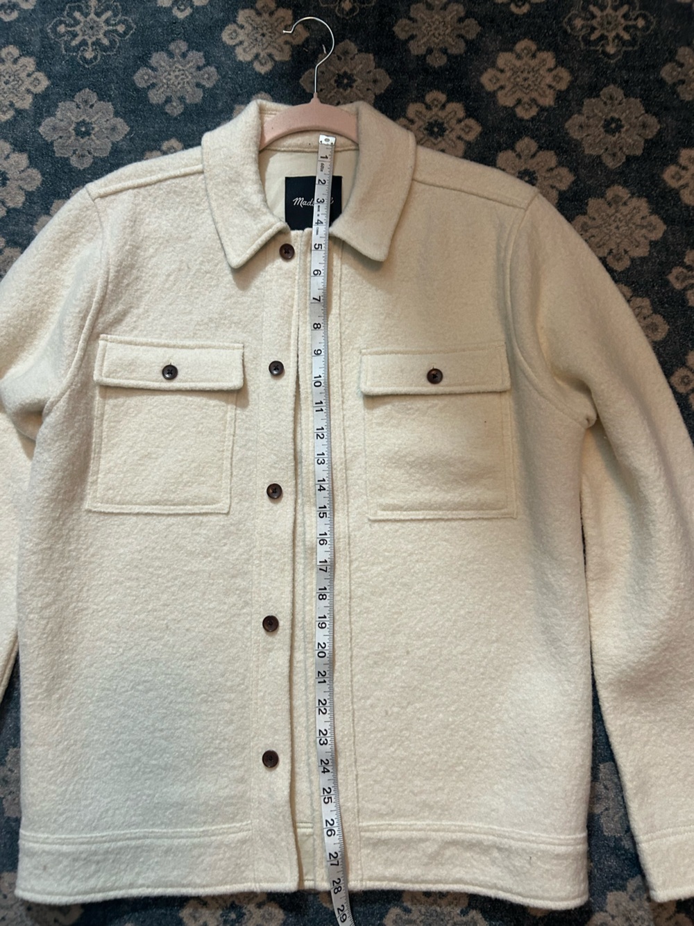 Madewell NWT Boiled Wool Men's Cream Button-Up Shirt Jacket XS - Picture 5 of 6
